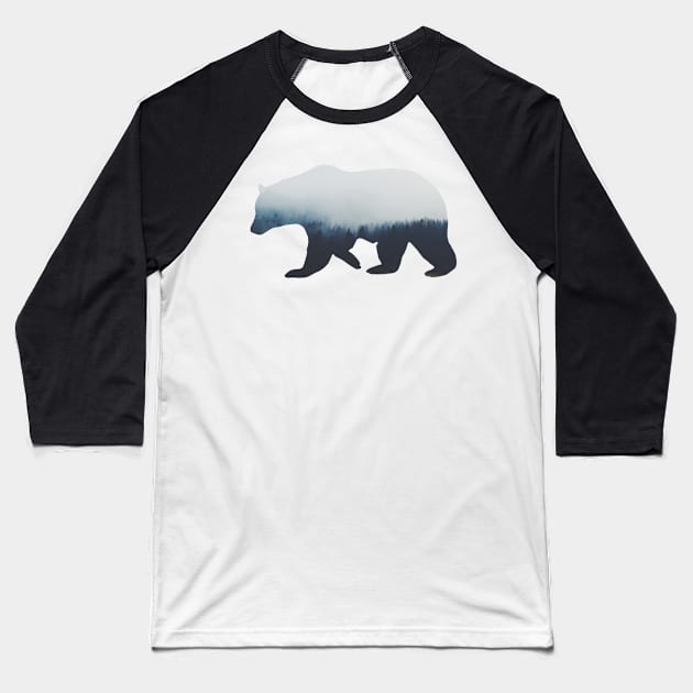 Forest Bear Baseball T-Shirt by negativepizza